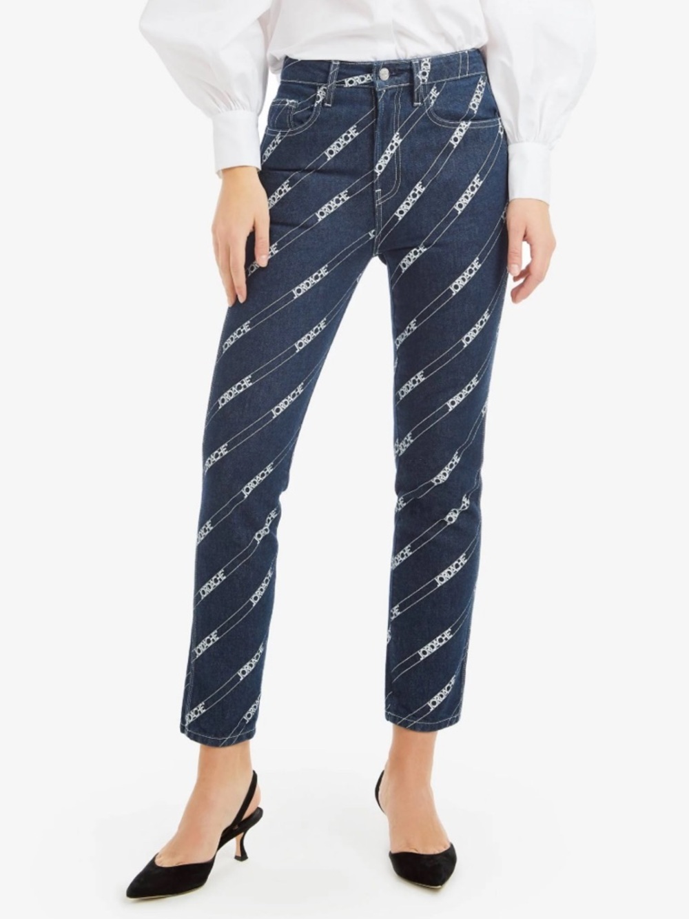 Jordache Rince Diagonal Logo Print Vintage Crop Jeans Size 27
